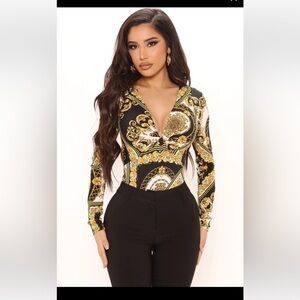 FASHION Nova Million Chances Baroque Bodysuit. Size 1X. P